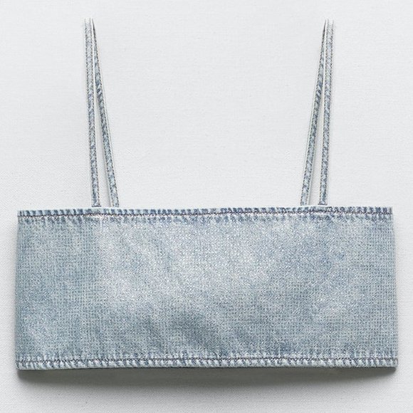 🆕 ZARA DENIM CROP TOP WITH RHINESTONES | ZARA DENIM - Picture 4 of 12